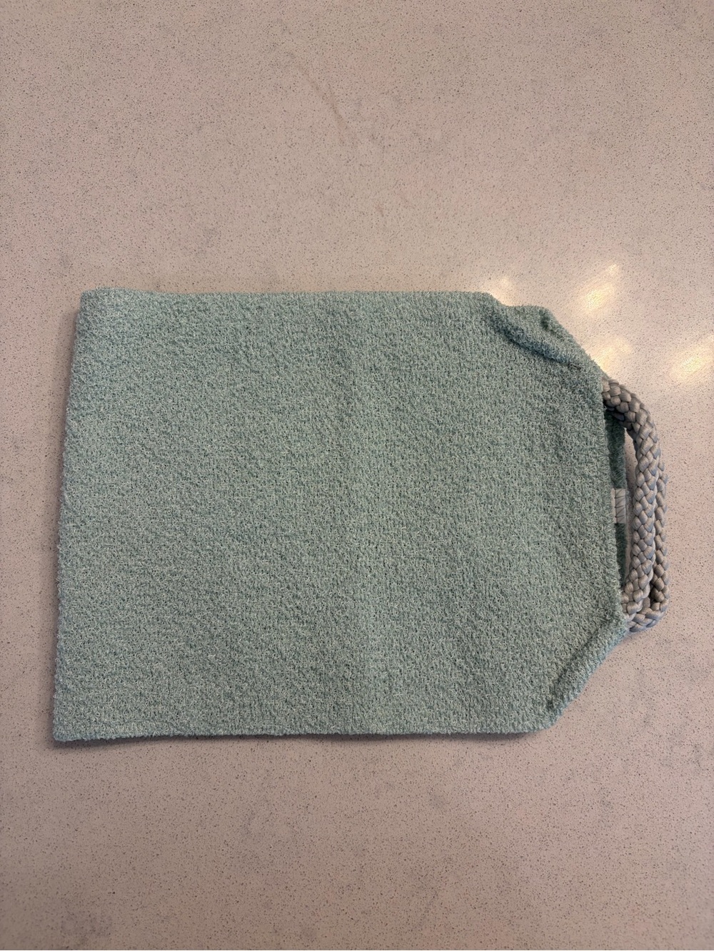 Light Blue Textured Exfoliating Scrubber with Braided Handles